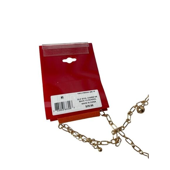 HOLIDAY LANE Gold-Tone Crystal School-Motif 36" Long Charm Necklace - Picture 2 of 4